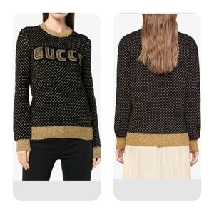 Gucci Black Gold Metallic wool sweater Sz XL in Great condition